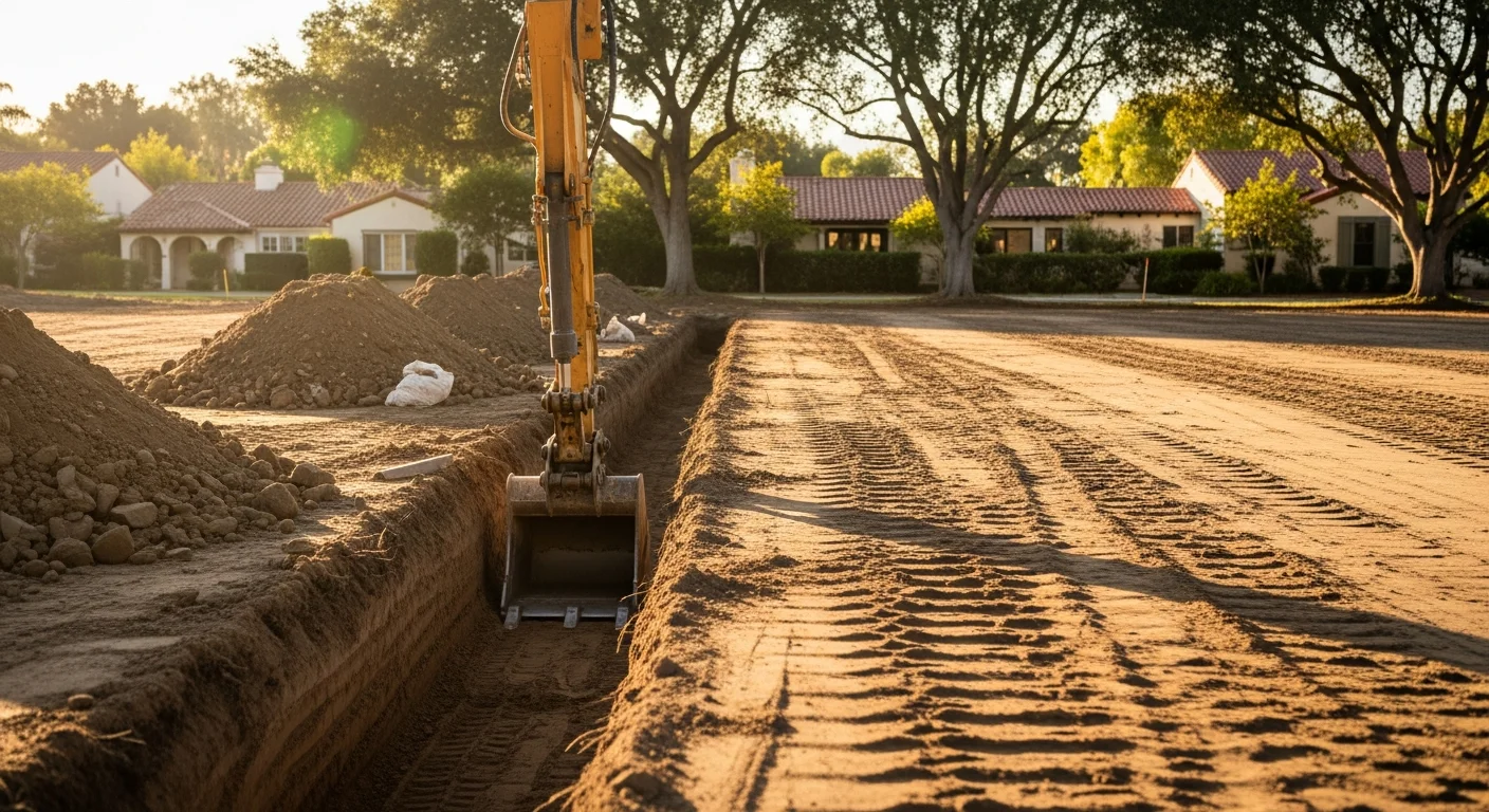 Excavation equipment on job site