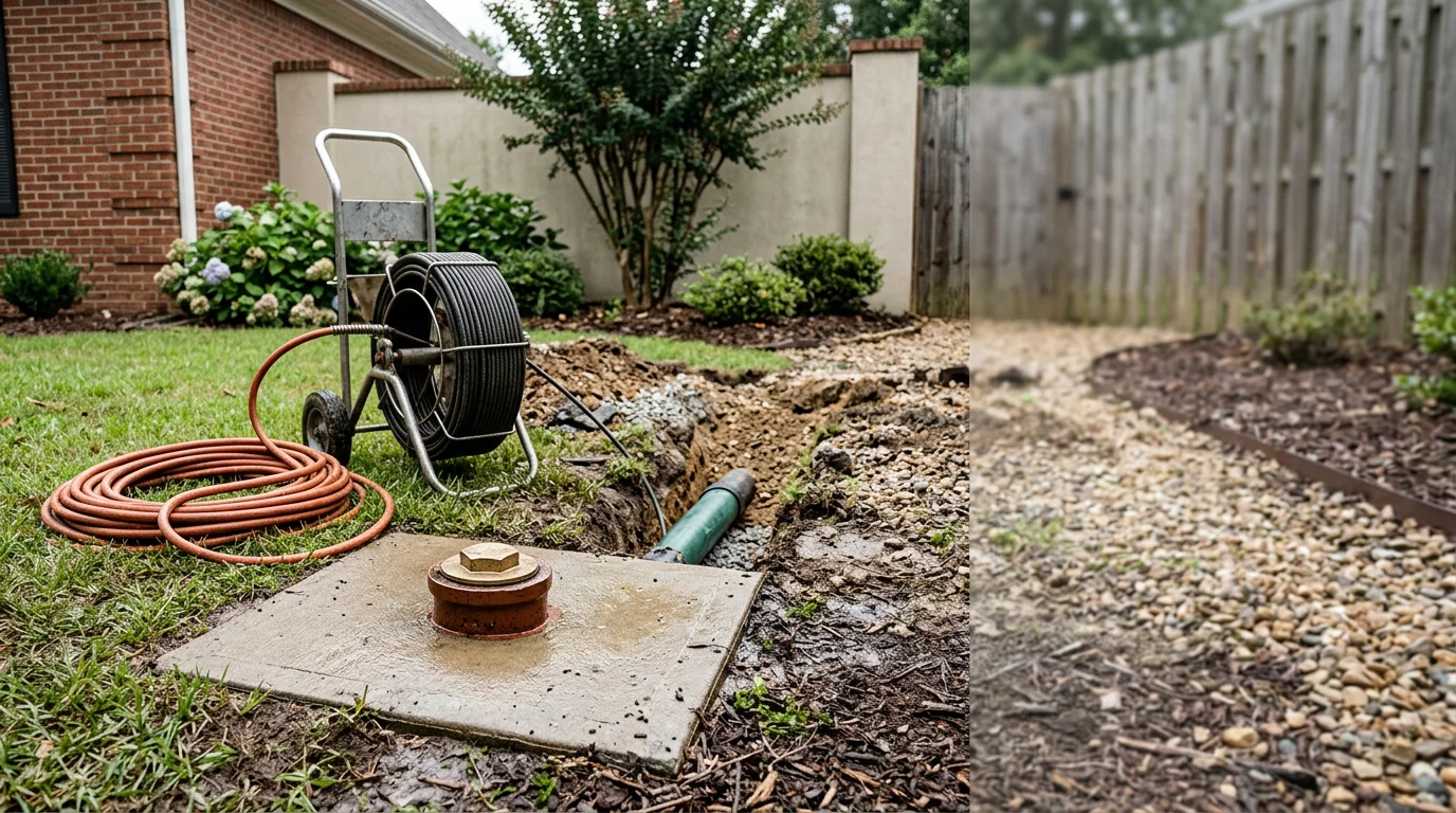 All Clear Plumbing & Rooter technician performing plumbing service on a residential property