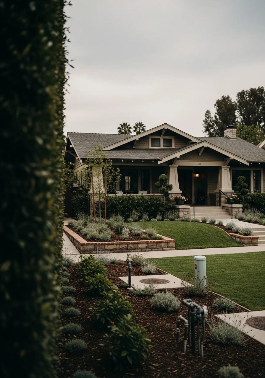 Pasadena residential property detail showing architectural character and professional landscape design.